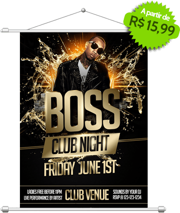 Impressão De Banners & Faixas - Wonderful Free Psd Party Flyer Templates Boss Night (423x495), Png Download