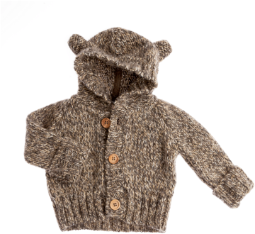 Tocoto Vintage Grey Blend Cardi With Bear Ears - Jacket (370x370), Png Download