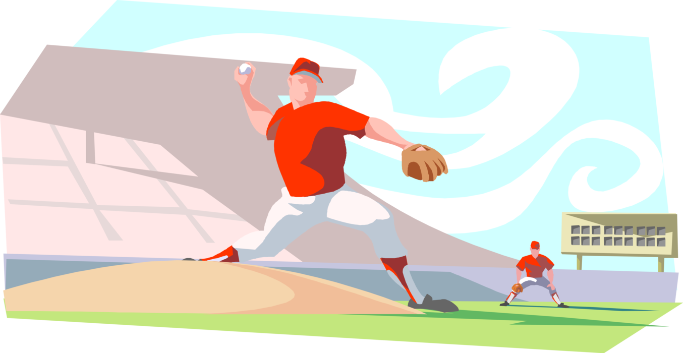 Vector Illustration Of American Pastime Sport Of Baseball - Illustration (1354x700), Png Download