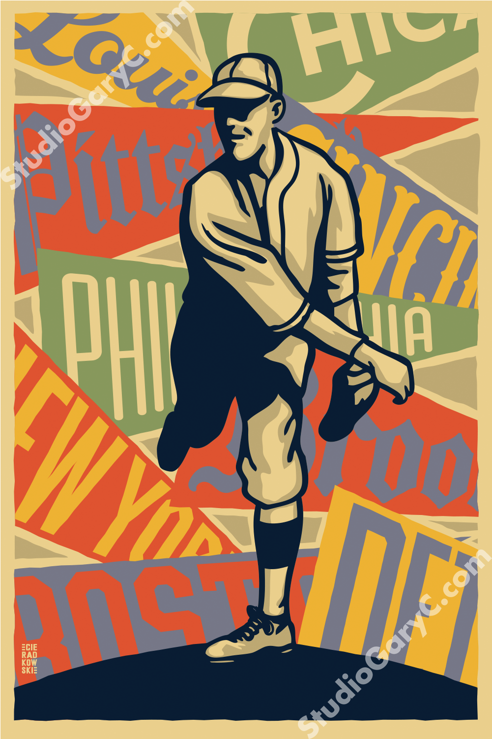 Art Deco Baseball Pitcher Poster - Art Deco Poster 1920 (1500x1500), Png Download