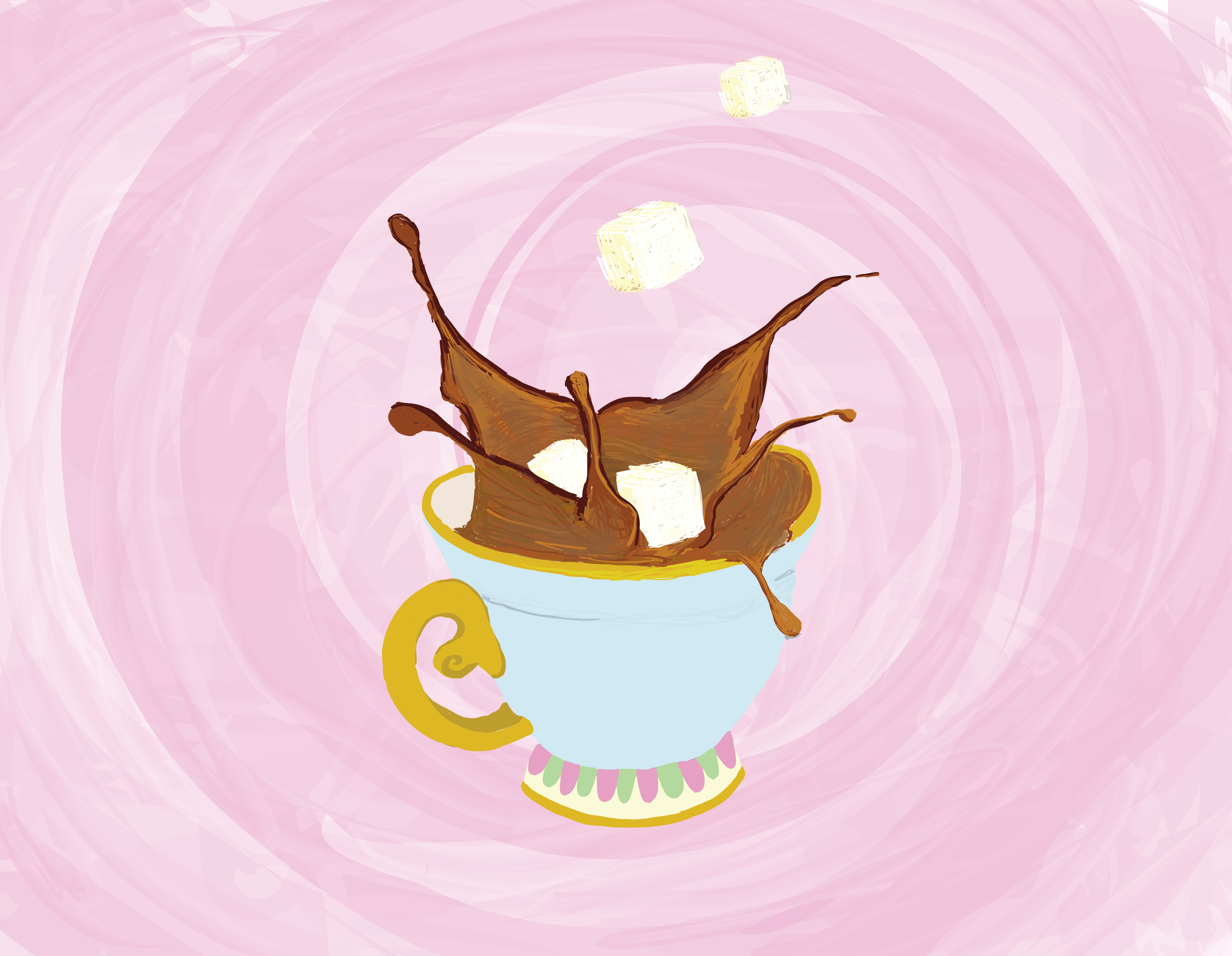 Coffee Cup Drawing - Cartoon (3350x2600), Png Download