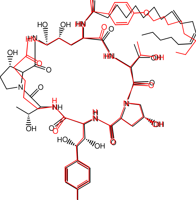 Overlay Of Compound Iv With Echinocandin B - Diagram (780x796), Png Download