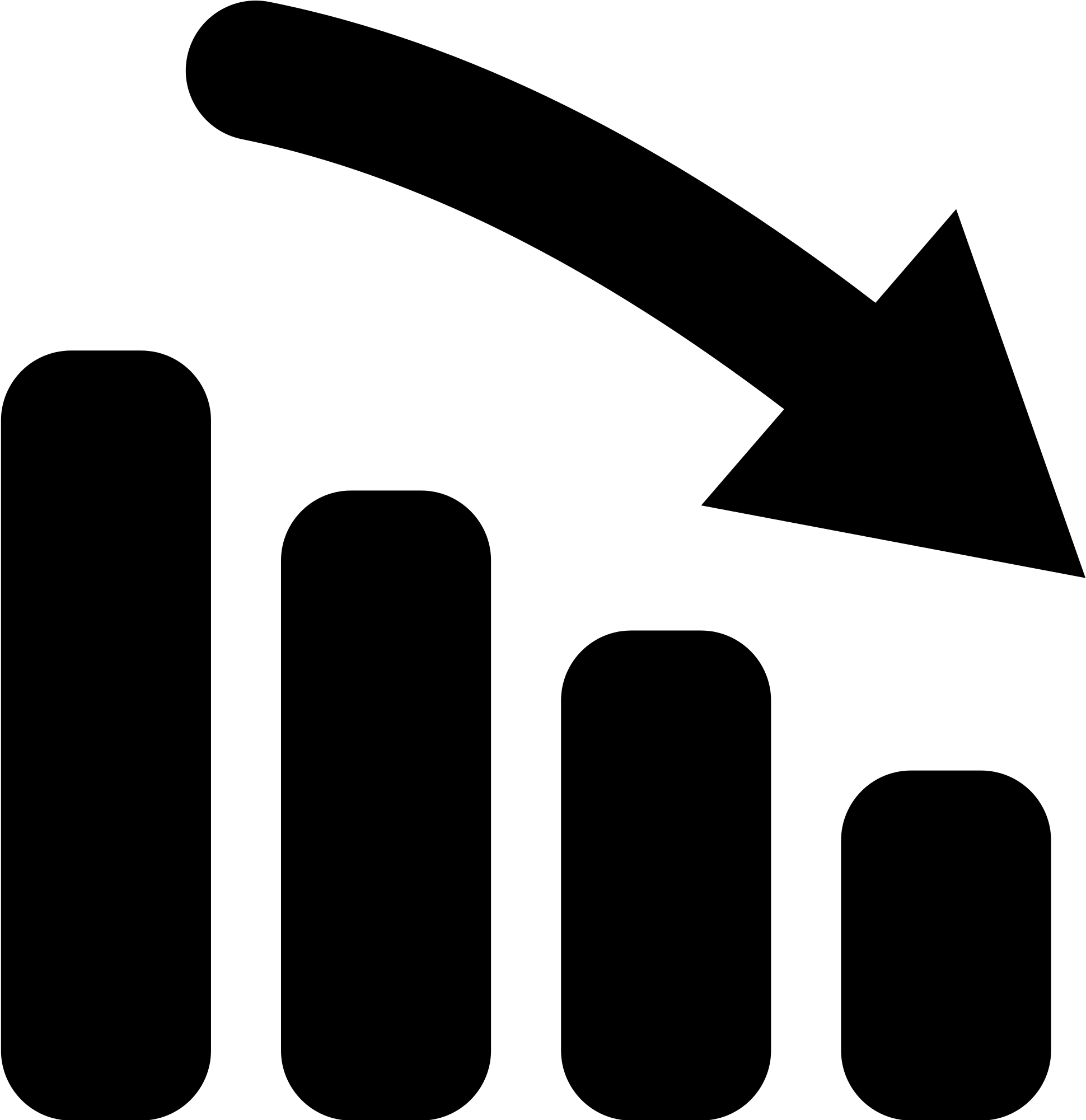 Open - Bar Chart Going Down (2000x2000), Png Download