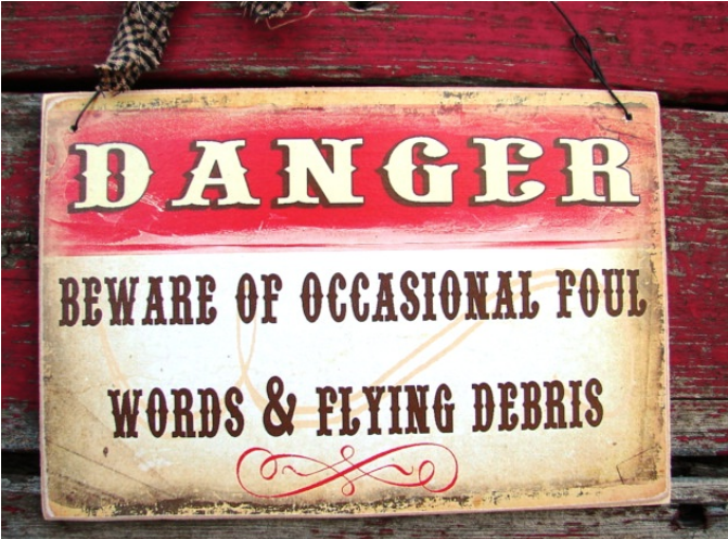 Danger Foul Words And Flying Debris Sign - Word (670x670), Png Download