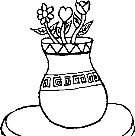 Dibujo De Jarrón Con Flores Para Colorear - Mesa Con Flores Para Colorear (600x470), Png Download