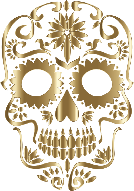 Calavera Mexican Cuisine Day Of The Dead Skull Sugar - Sugar Skull Day Of The Dead Skull Png (529x750), Png Download