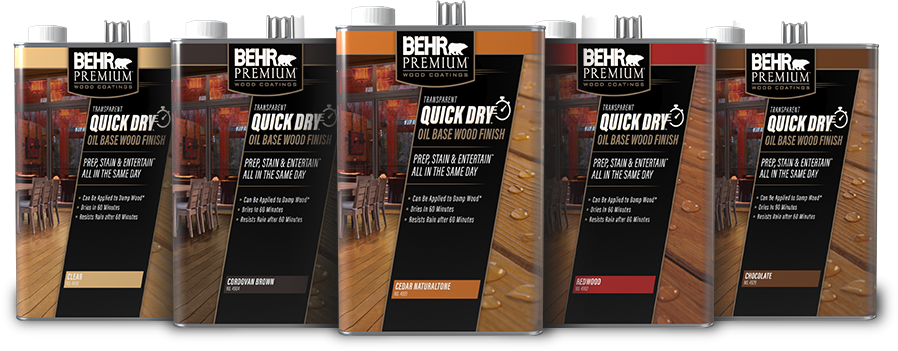 Quick Dry Oil Base Wood Finish - Behr Quick Dry Stain (898x351), Png Download