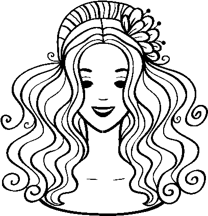 Dibujo De Peinado Recogido Con Flores Para Colorear - Cabello Ondulado Para Colorear (600x470), Png Download