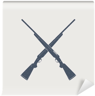 Crossed Hunting Rifles With Grunge Texture, Vector - Illustration (400x400), Png Download