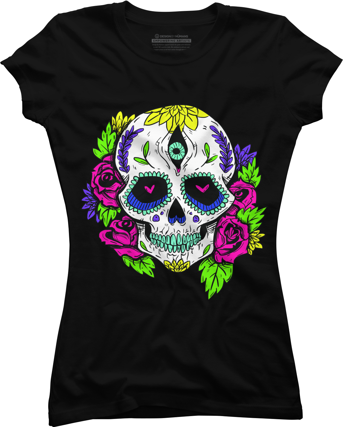 Sugar Skull Women's T-shirt - T-shirt (1500x1800), Png Download