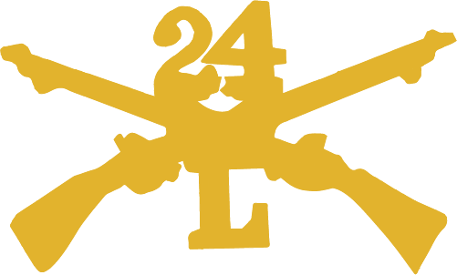 Crossed Guns With 24 Above Crossing And L Below - Rifle (501x302), Png Download