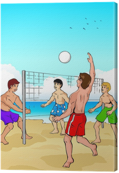 Vector Illustration Of People Playing Beach Volleyball - Gente Jugando Voleibol En La Playa (400x400), Png Download