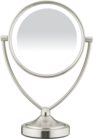 1x/10x Fluorescent Satin Nickel Vanity Mirror - Circle (550x550), Png Download