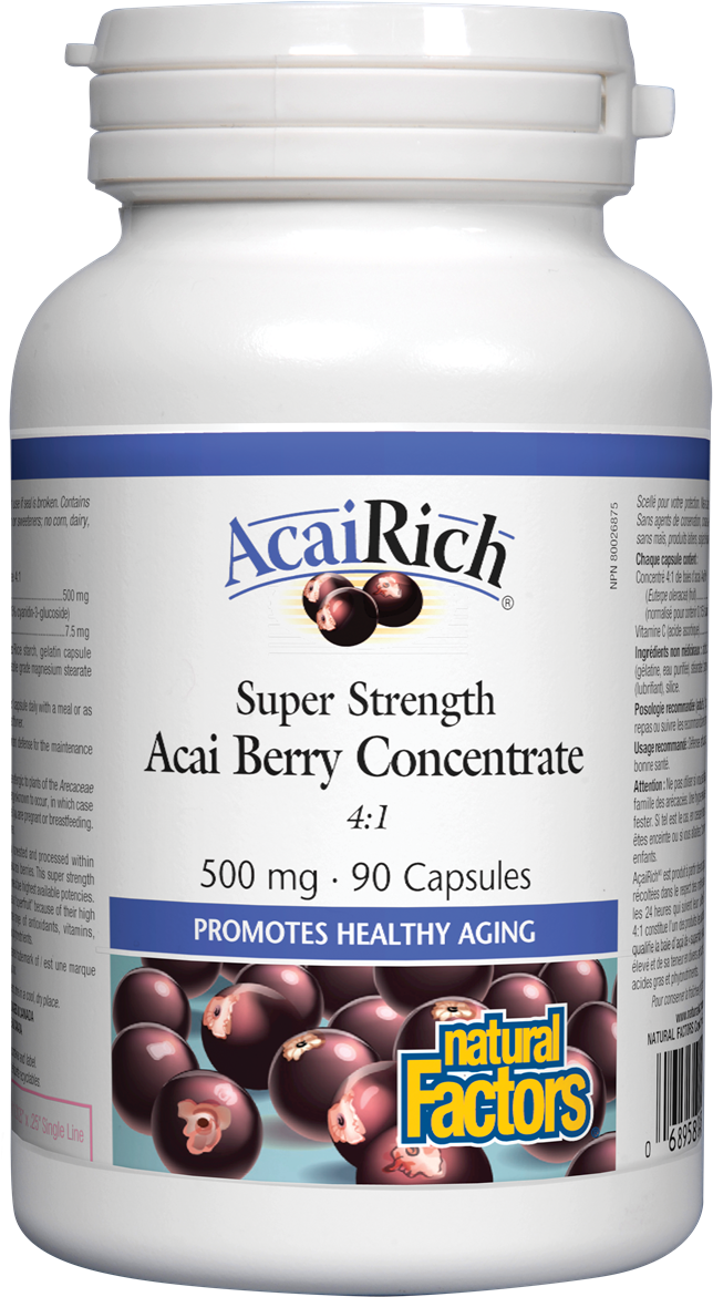 Acai Berry Concentrate - Natural Factors (653x1200), Png Download