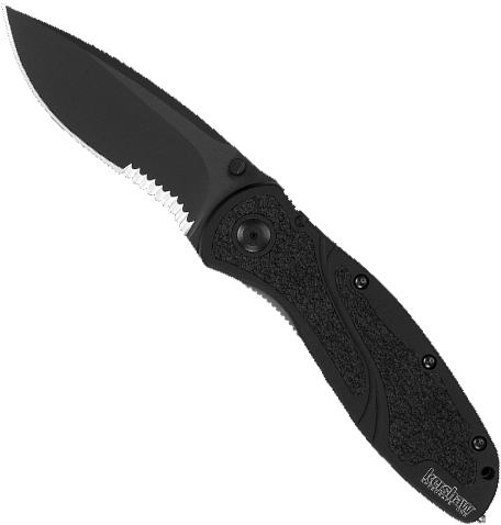 Kershaw Blur Folder Knife Glass Breaker Serrated Black - Kershaw Matte Black Knife (600x600), Png Download