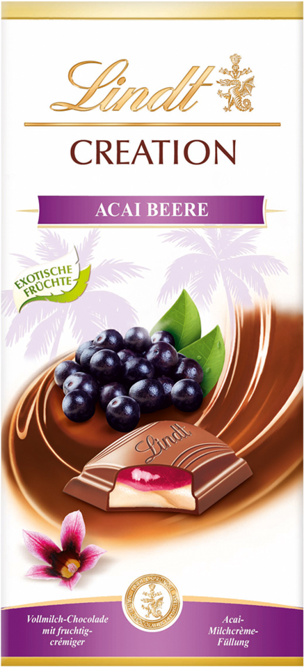 Creation- Acai Berry With Milk Chocolate - Lindt Chocolate (521x1024), Png Download