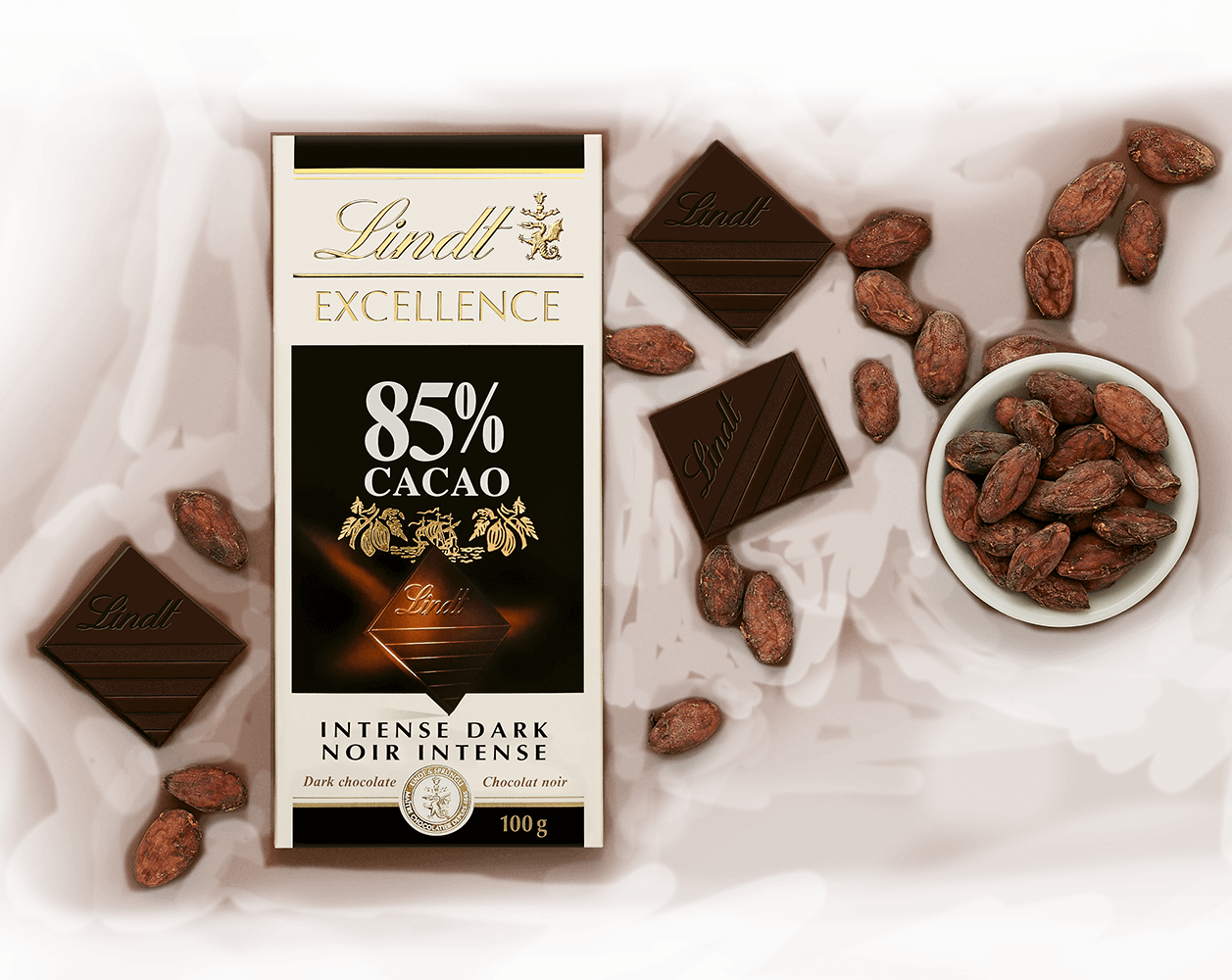 Lindt Excellence 85% Cacao - Lindt Excellence 85% Cacao Dark Chocolate Bar (1257x1000), Png Download