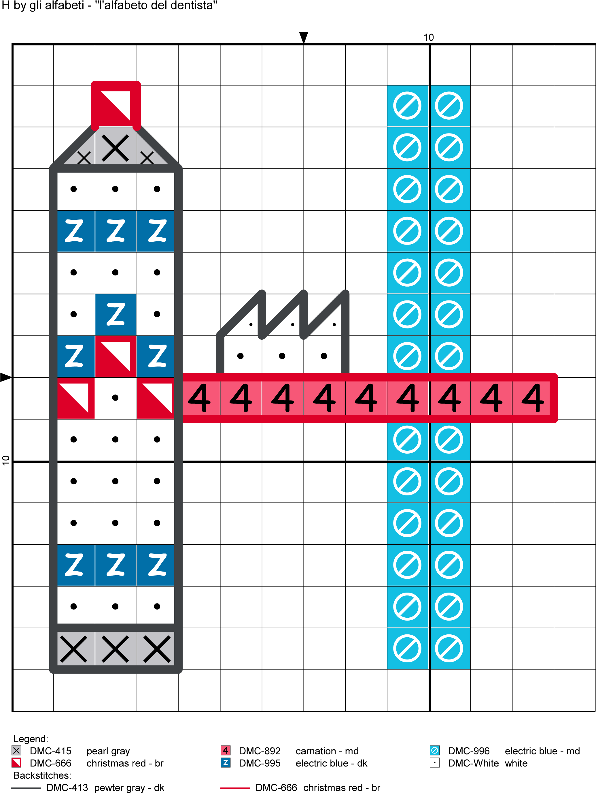 Alfabeto Del Dentista H - Cross-stitch (2117x2782), Png Download