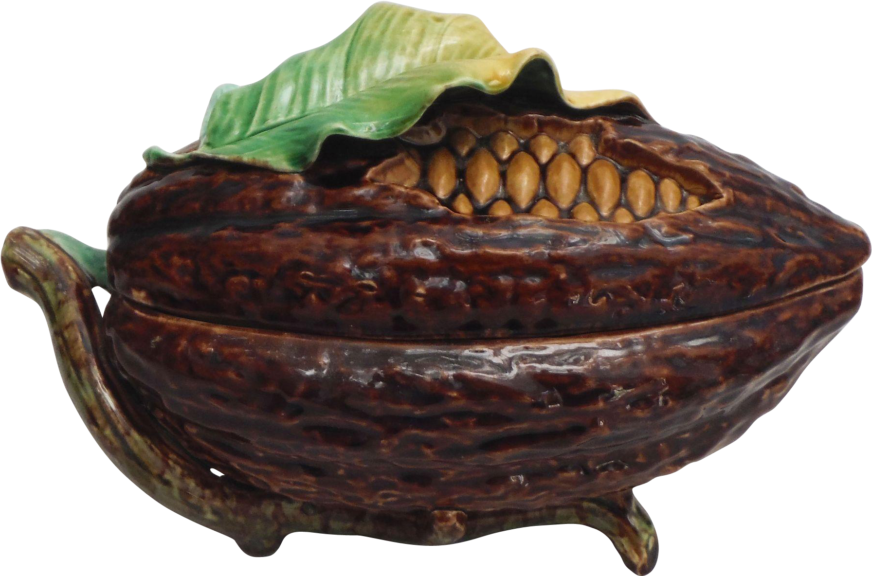 Antique Majolica Cocoa Bean Box From Majolicadream - Gourd (1791x1791), Png Download