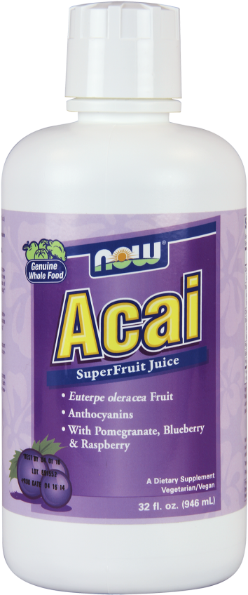 Acai Liquid - Now Foods - Acai Super Fruit Antioxidant Juice - 32 (394x880), Png Download