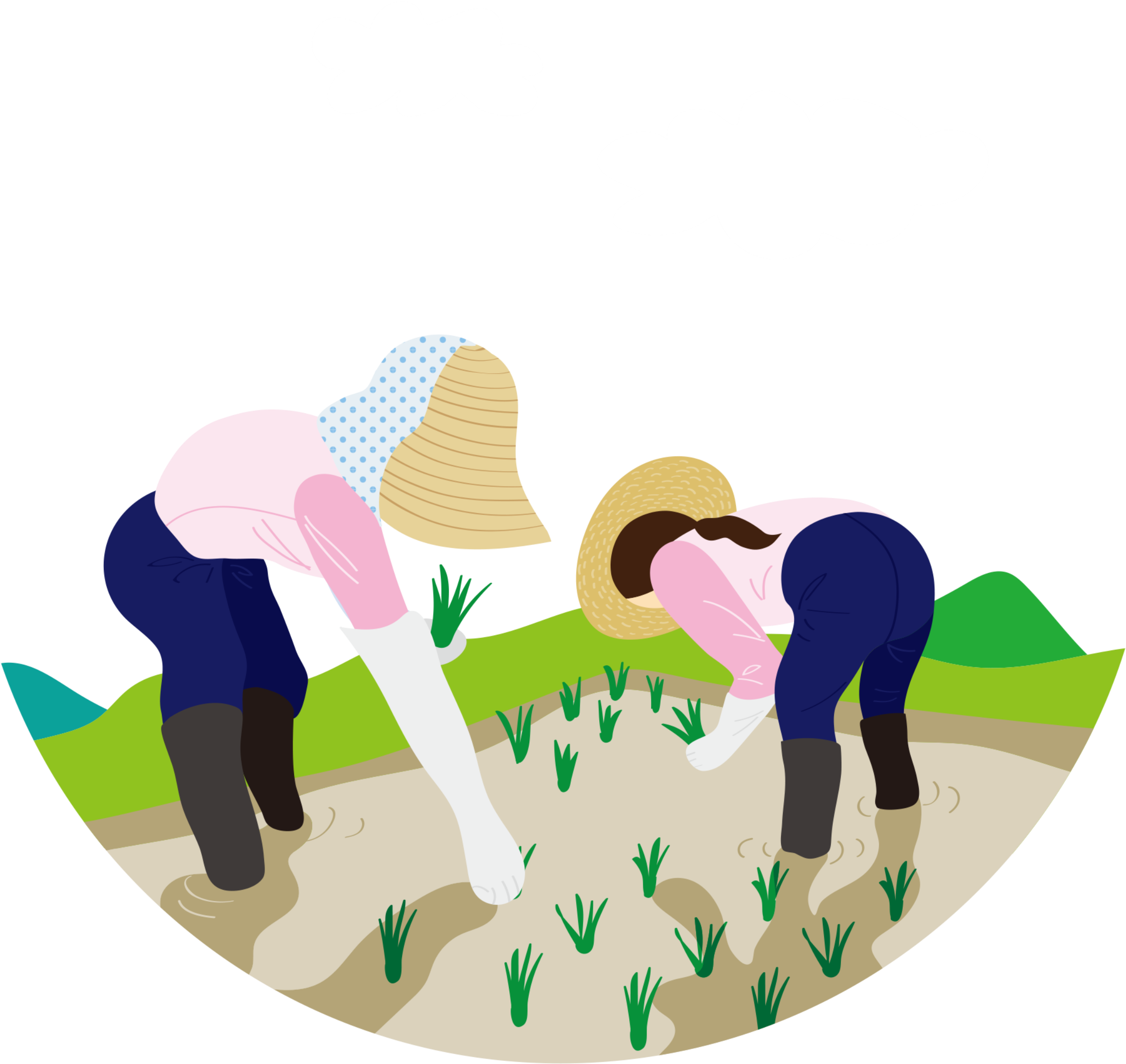 Fresh Pastoral Wind Field Wild Rice Transplant Festival - Illustration (2500x2500), Png Download