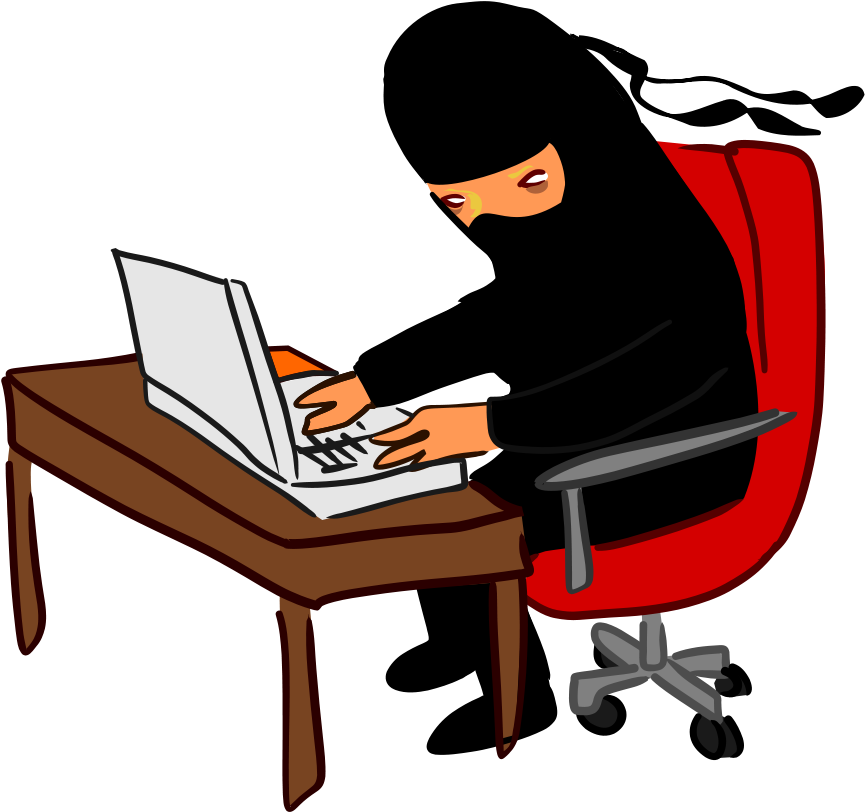 Working At Desk - Computer Hacker Clipart (900x853), Png Download