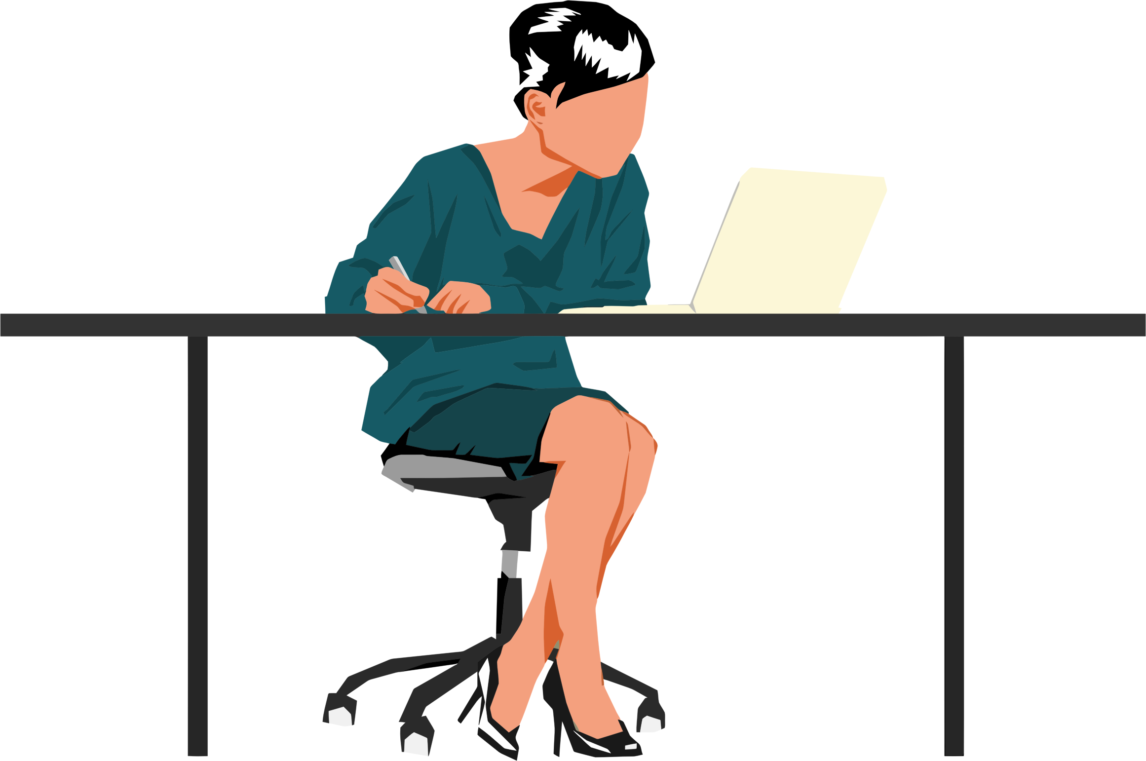 Big Image - Clip Art Of Man Sitting At Desk (2322x1542), Png Download