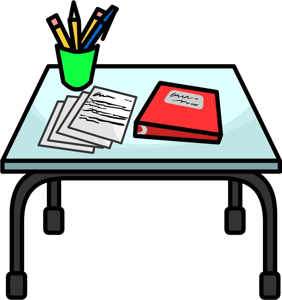 Writing Desk - Club Penguin School Furniture (1052x1052), Png Download