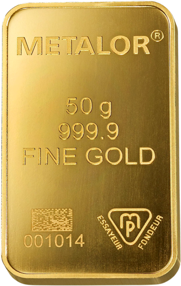Gold Ingot 50 G - Lingot D Or 50g Prix (386x600), Png Download