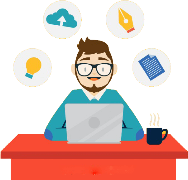 Yotto Help Desk We Are Happy To Help You - Graphic Designer Cartoon Png (626x626), Png Download