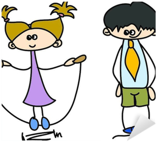 Vinilo Pixerstick Lindo Caricatura De Niños Felices - Cartoon (400x400), Png Download