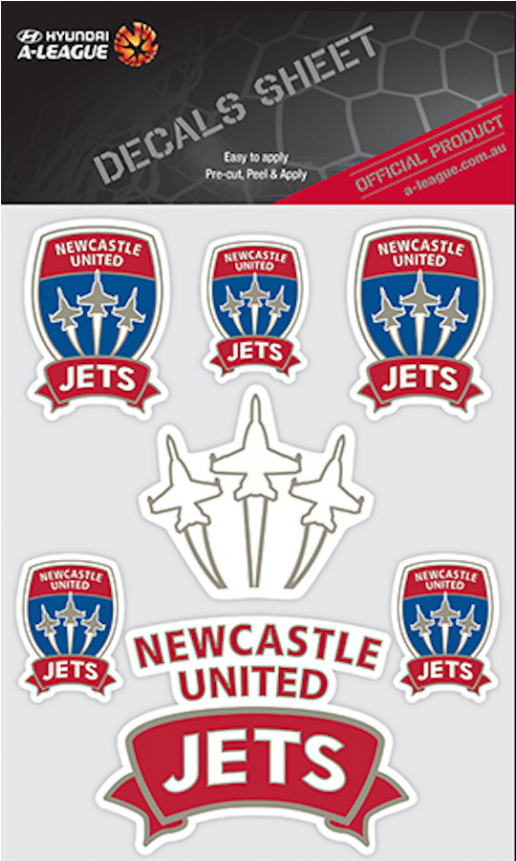 Newcastle Jets A-league Uv Car Decals 7 Stickers Per - Newcastle Jets Itag Decals Sheet (800x860), Png Download