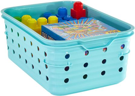 Small Aqua Dot Bin - Basket (492x492), Png Download