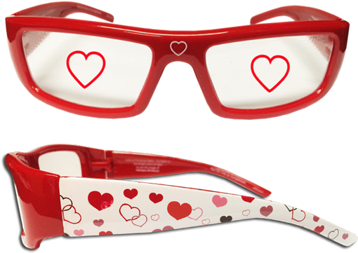 Happy Eyes Plastic Heart Glasses - Heart Happy Eyes Plastic Holographic 3d Glasses - 2 (766x529), Png Download