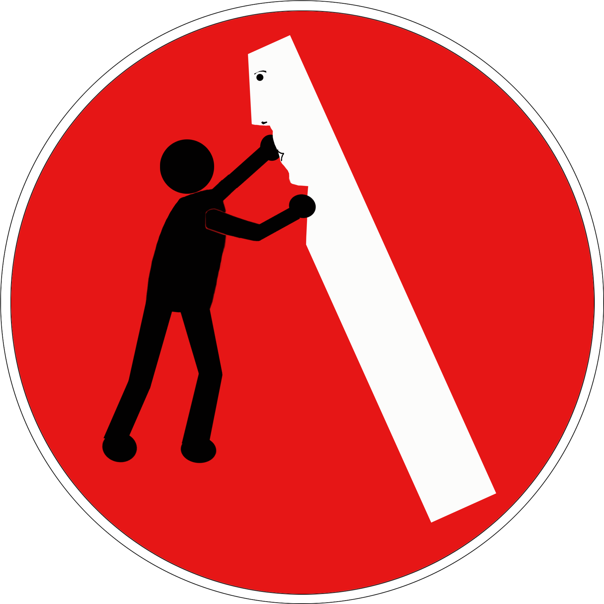 Red Road Sign And Funny Man - Links (2391x2362), Png Download