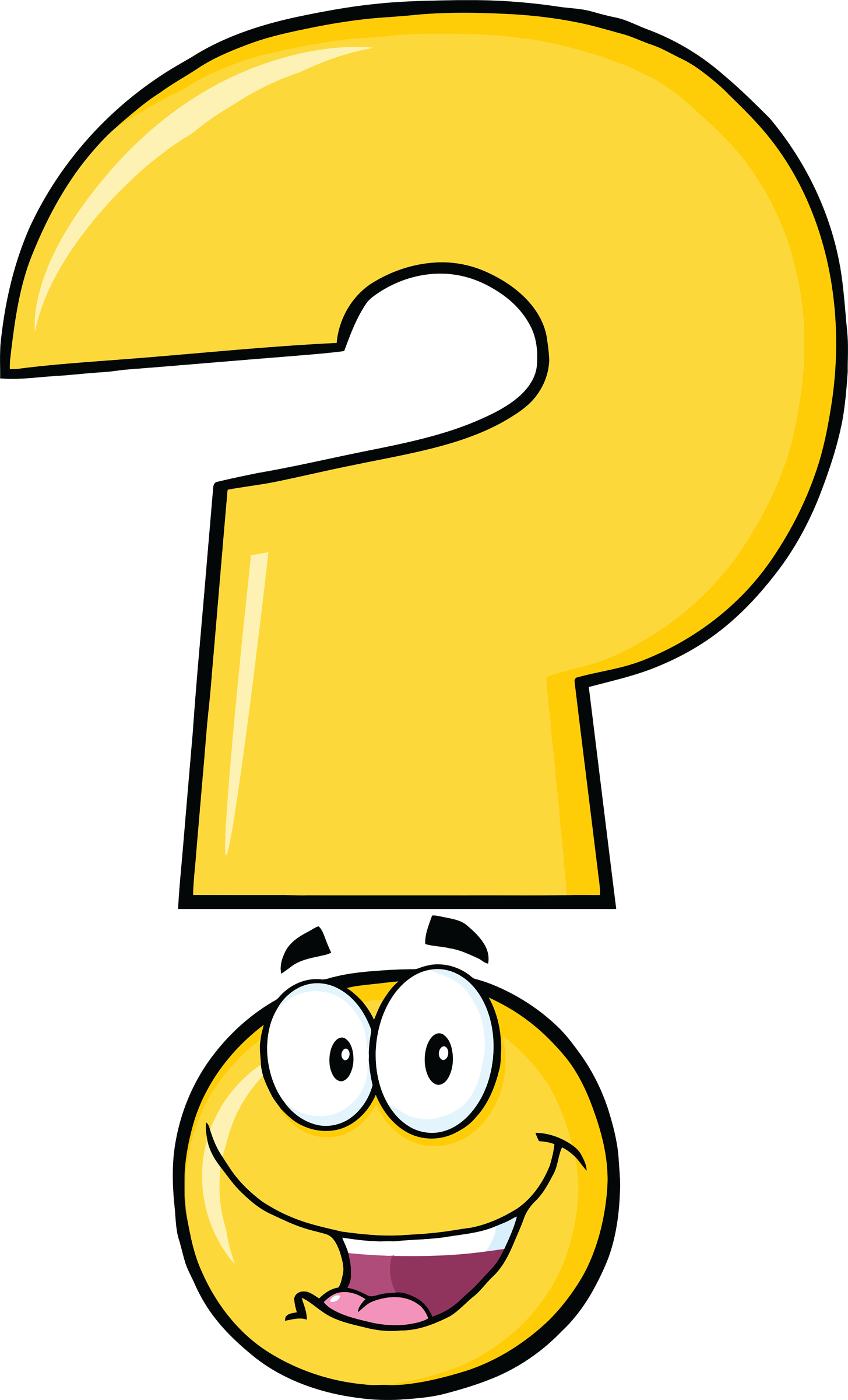 6254 Happy Yellow Question Mark Cartoon Character - Cartoon Question Mark (1455x2400), Png Download