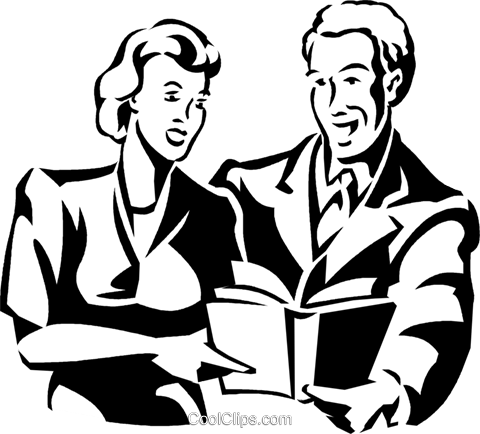 Man And Woman Reading A Book Royalty Free Vector Clip - Мужчина И Женщина Читают Книги (480x434), Png Download