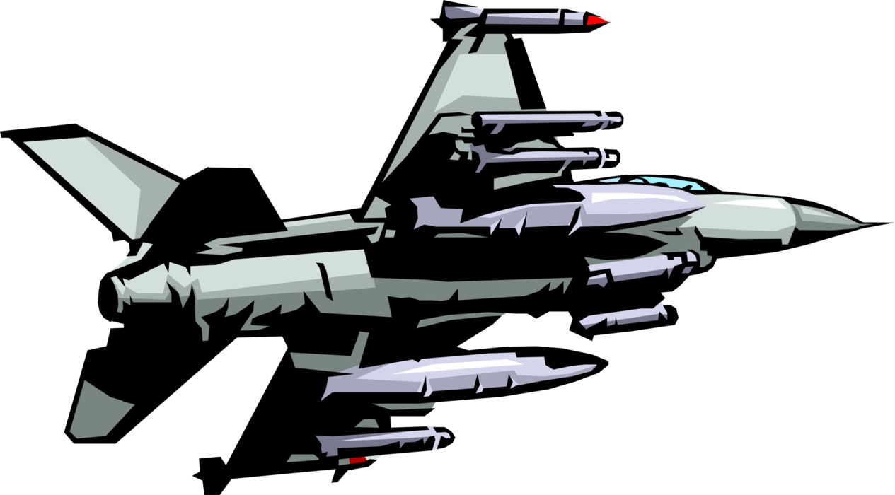 Vector Illustration Of F16 Falcon Us Air Force Single-engine - F 16 Illustration (1265x700), Png Download