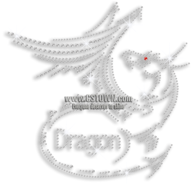 Cool Dragon With Dragon Words Iron On Rhinestone Pattern - Clothes Iron (450x450), Png Download