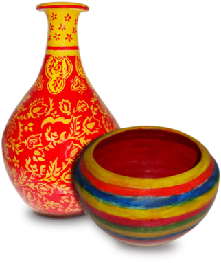 Floral Painted Pot - Flowerpot (500x392), Png Download