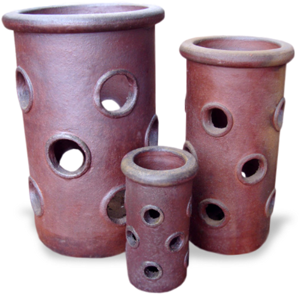 Vietnam Black Clay Tall Pot With Cut Outs - Pottery (601x600), Png Download