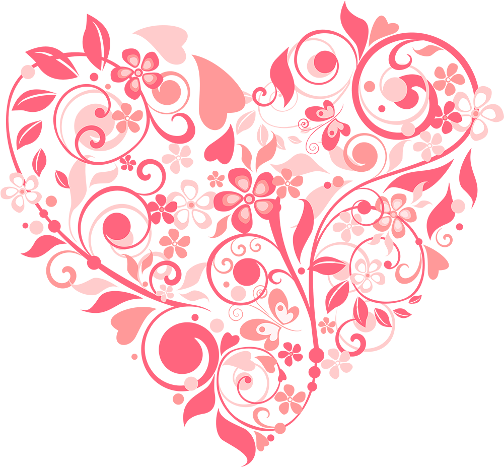 Floral Heart Patern - Heart Flower Background (1000x1000), Png Download