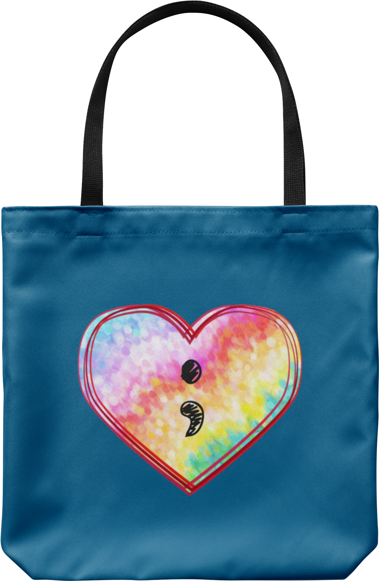 Rainbow Semicolon Heart Handmade Tote - Tote Bag (2000x2000), Png Download