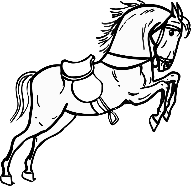 Desenho Cavalo Pulando Cela - Horse Cliparts Black And White (800x776), Png Download
