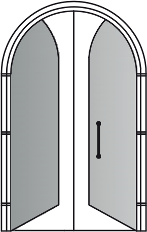 Door Two Doors Arch Opening To Push Residential Use - Rccg (600x600), Png Download