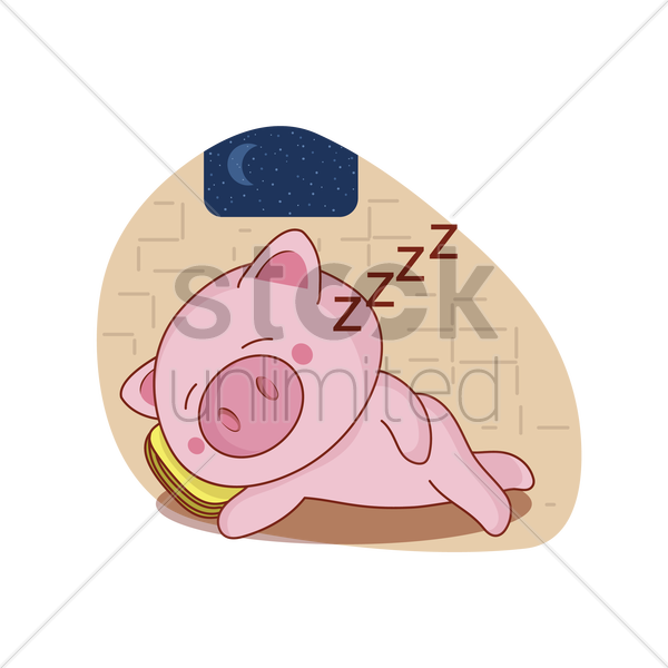Pig Sleep Cartoon Clipart Pig Cartoon Clip Art - Pig Sleeping In Bed Clipart (600x600), Png Download