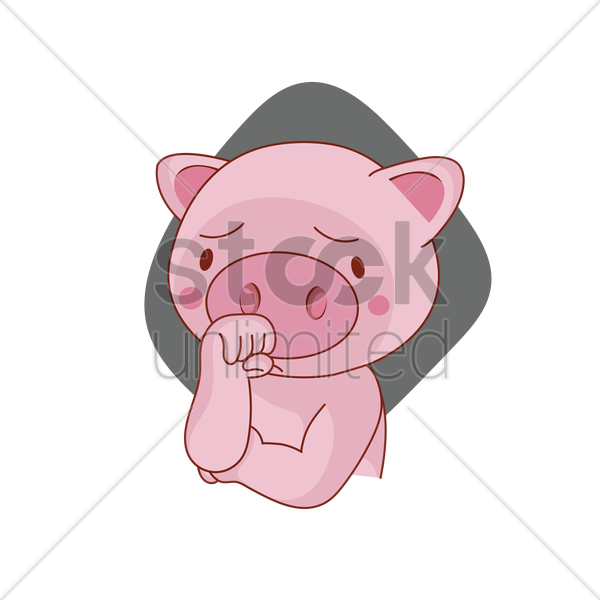 Feeling Clipart Pig Cartoon - Cartoon Pig Worried (600x600), Png Download