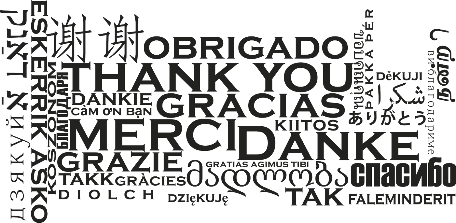 Obrigado Em Varias Linguas (1600x784), Png Download