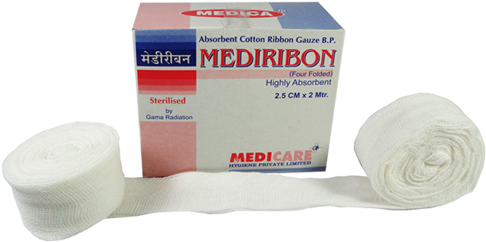 White Ribbon Gauze, Application - Dressing (500x408), Png Download