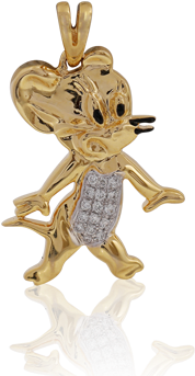 Charming 'jerry' Gold Pendant - Gold (400x400), Png Download